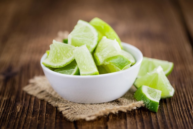 Sliced Limes selective focus closeup shot