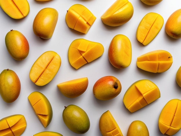 Sliced mango isolated on white background