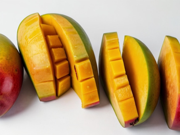 Sliced mango isolated on white background