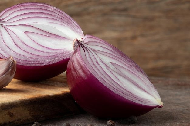 Sliced onions on the table