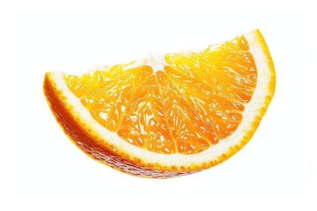 A Sliced Orange Glowing With Sunshine on a White Background