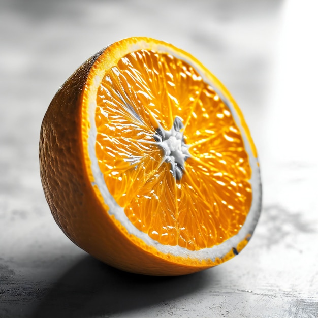 Sliced orange on a grey background Closeup