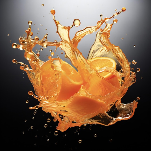 sliced orange in realistic water splash