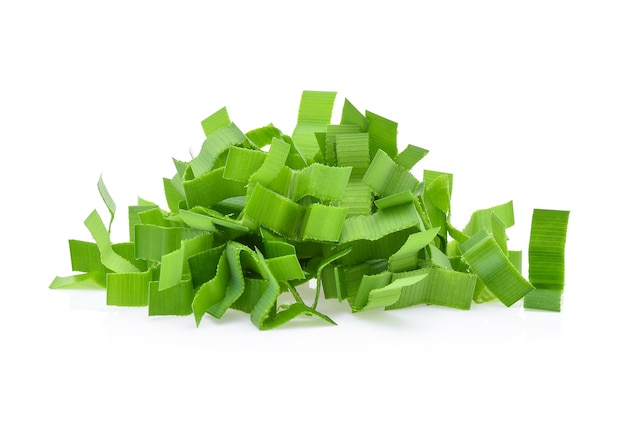 Sliced Pandan leaves isolated on white background