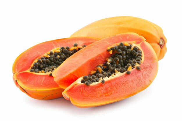 Photo sliced papaya fruits isolated on a white background