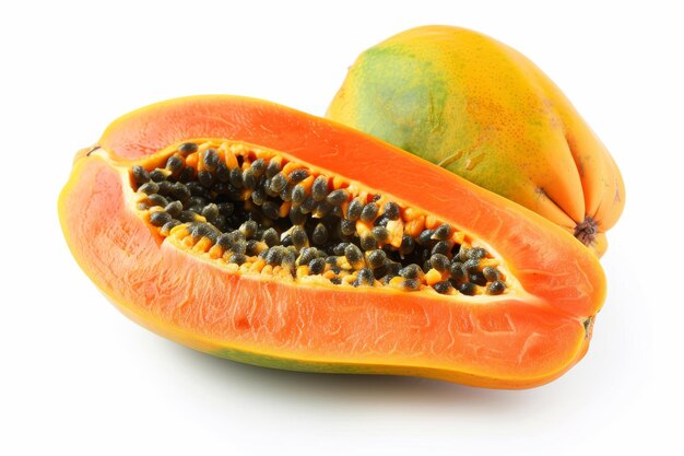 Photo sliced papaya fruits isolated on a white background