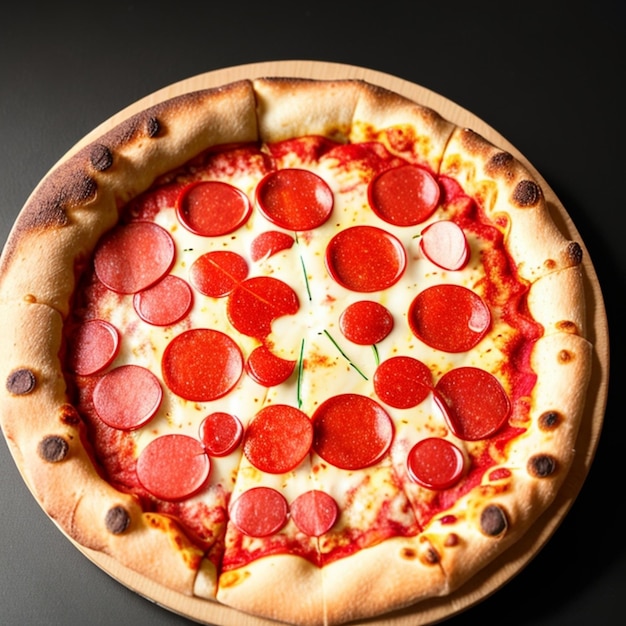 sliced Pepperoni Pizza with Mozzarella cheese salami Tomatoes pepper ai generated