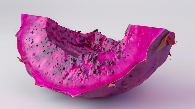 Photo a sliced piece of dragon fruit on a white background