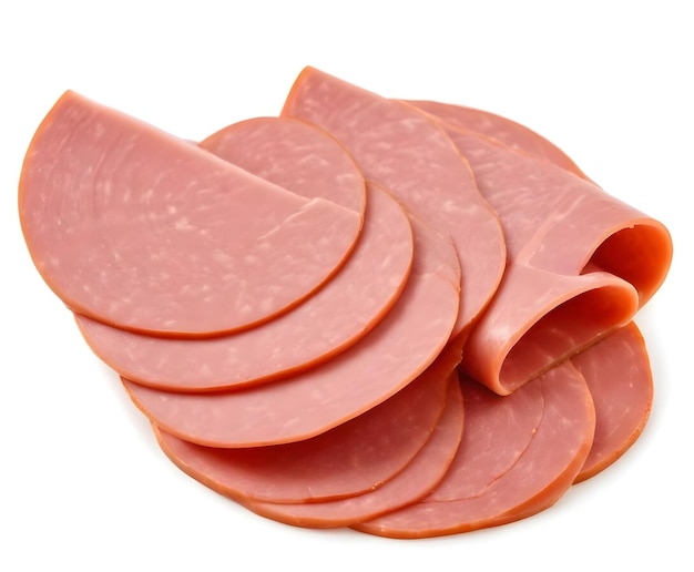 Photo sliced pink bologna sausage