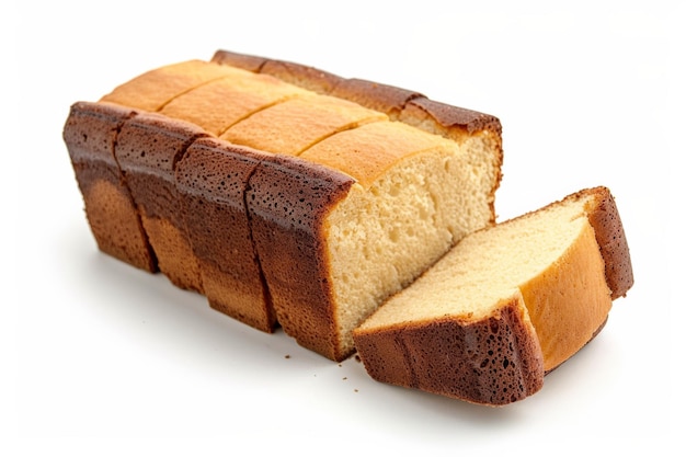 Sliced Pound Cake on a White Background