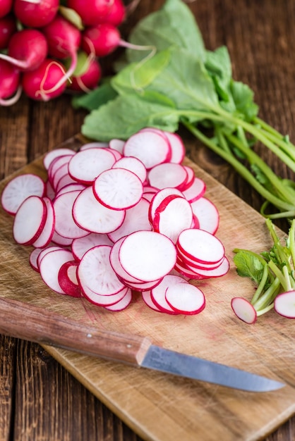 Sliced Radishes selective focus