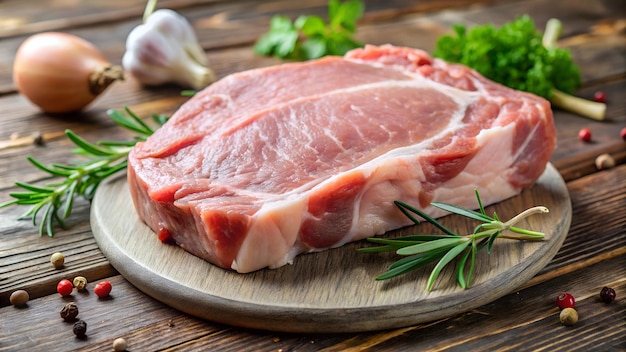 Photo sliced raw pork meat