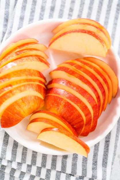 Sliced red apples