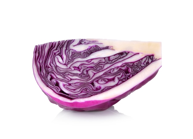 Sliced red cabbage isolated on white