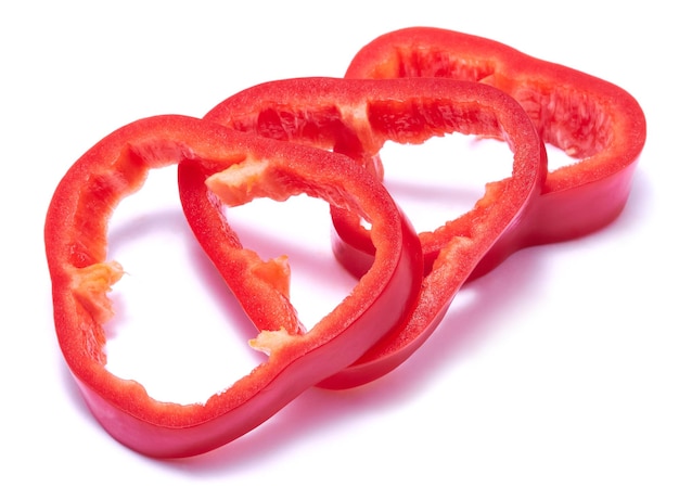 Sliced red pepper isolated on white background