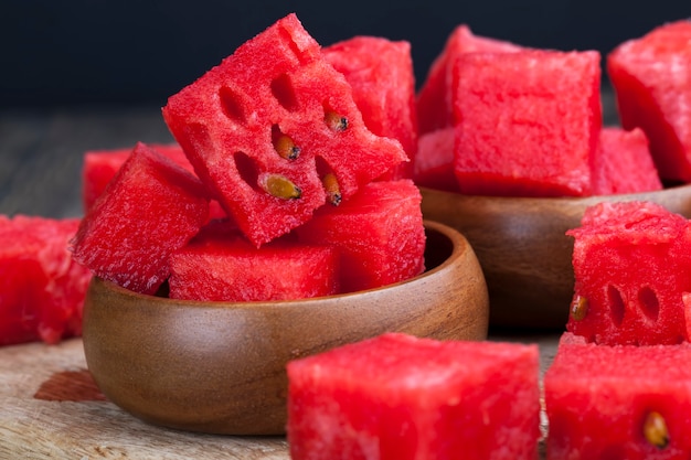 Sliced red ripe watermelon close up