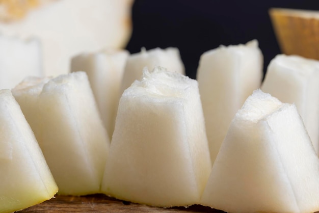 Sliced ripe melon close up