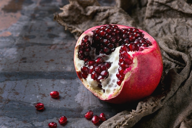 Sliced ripe pomegranate