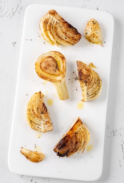 Sliced roasted fennel