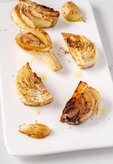 Sliced roasted fennel