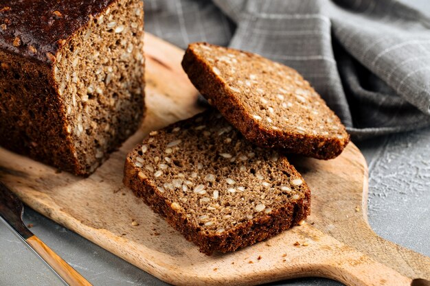 Sliced rye whole grain bread with seeds