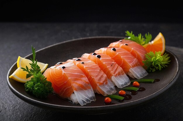 Sliced salmon sashimi