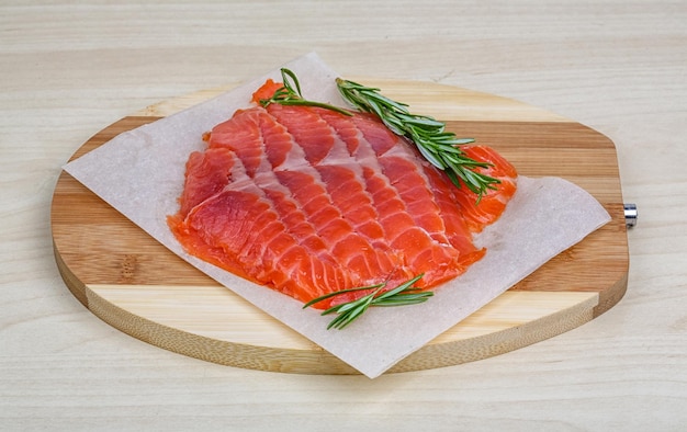 Sliced salmon