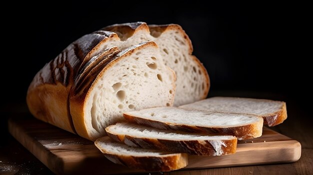 Sliced sourdough bread isolated on white background