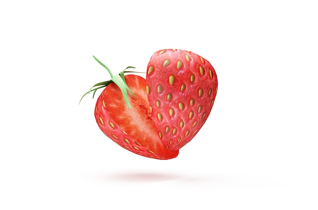 Sliced Strawberry on white background