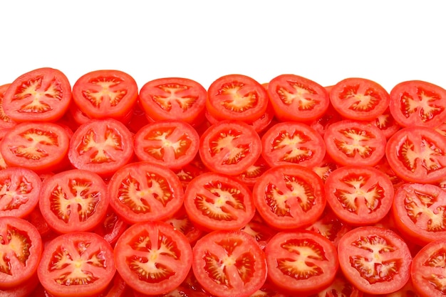 Sliced tomato background Top view