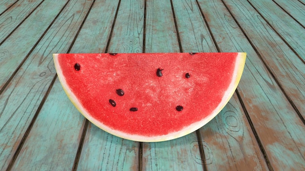 Sliced watermelon on a wooden background 3drendering