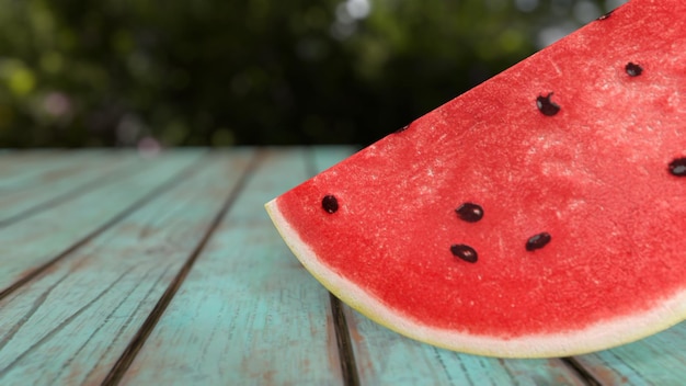 Sliced watermelon on a wooden background 3drendering