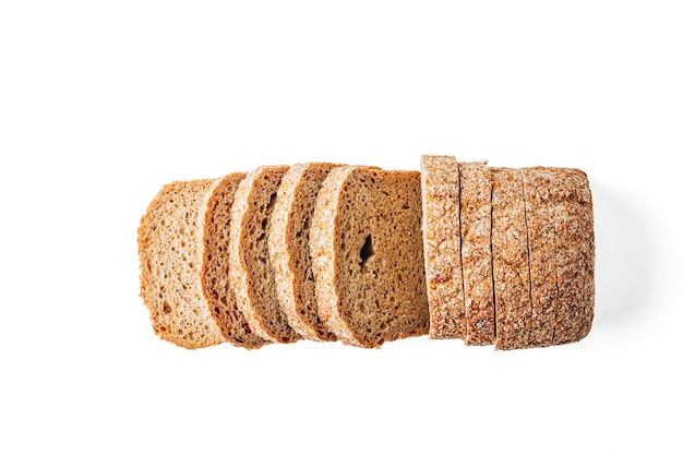 Sliced whole grain bread isolated on white background