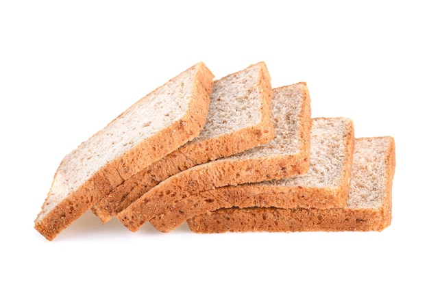 Sliced of whole wheat bread isolated on white background