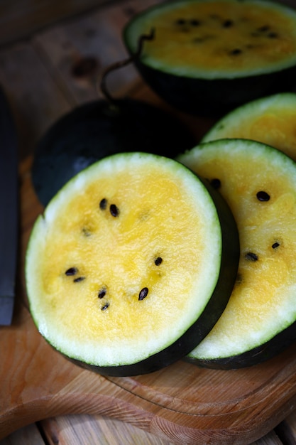 Sliced yellow watermelon