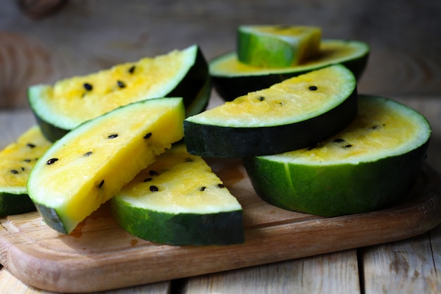 Sliced yellow watermelon