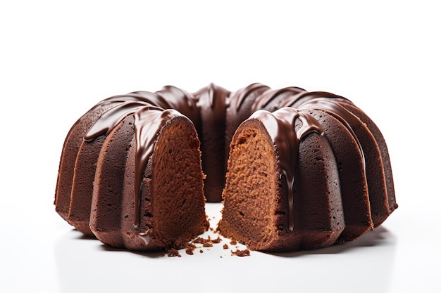 Slices of bundt cake with white background