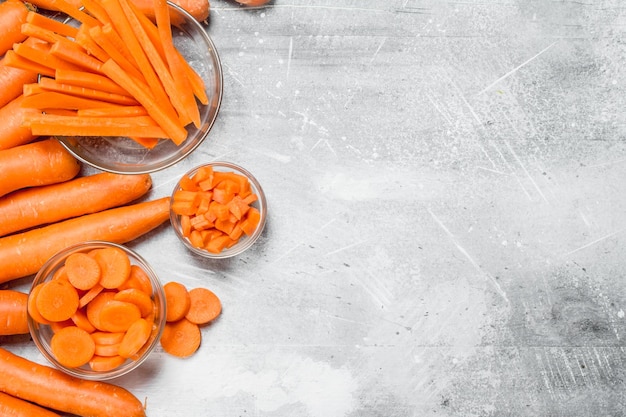 Slices of carrots in a glass bowl