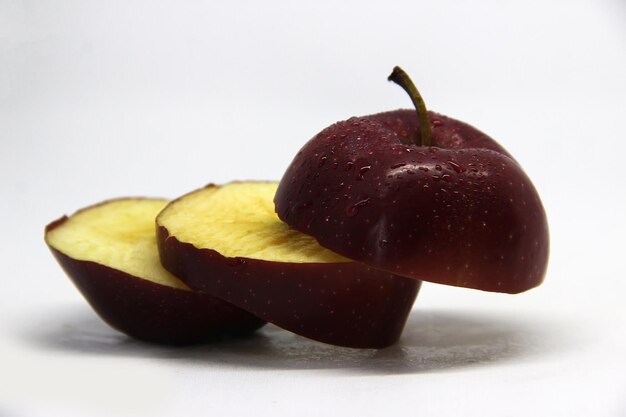 Slices of delicious red apples