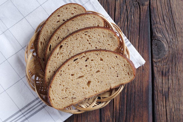 Slices of fresh bread on basket