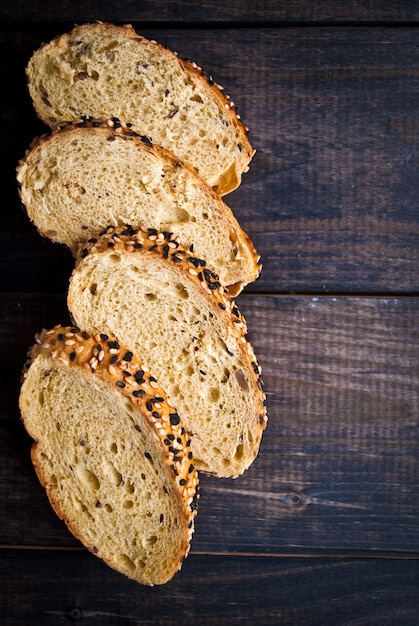 Slices of fresh homemade baguette