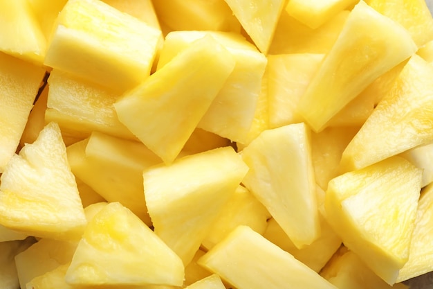 Slices of fresh pineapple closeup