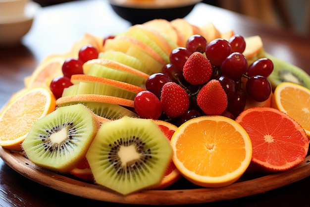 Slices of fruits on the plate