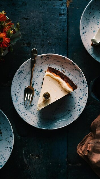 Slices of homemade new york cheesecake