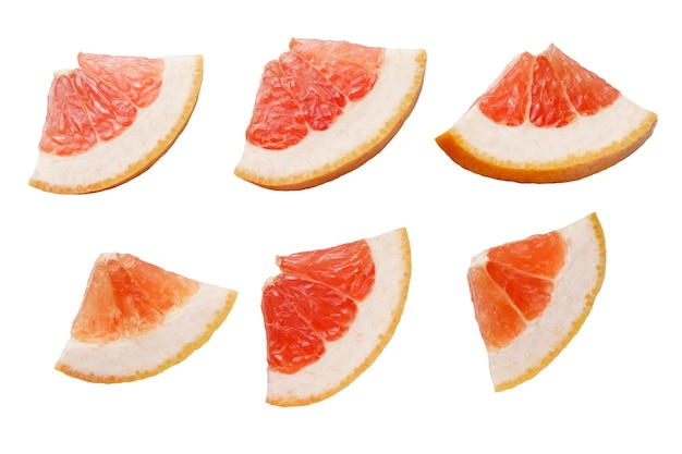 Slices of juicy grapefruit isolated