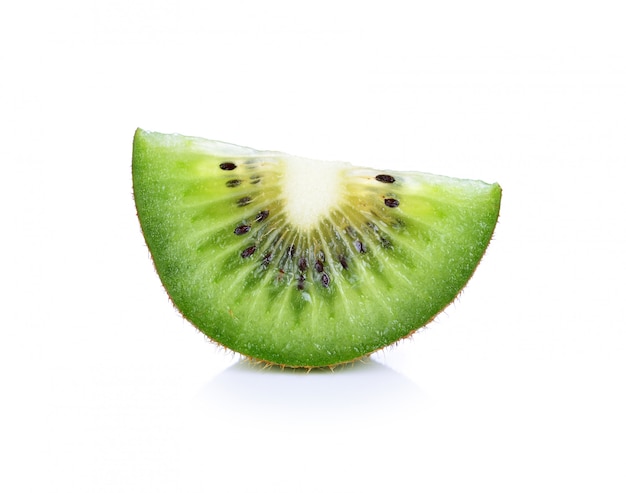 Slices of kiwi on white background