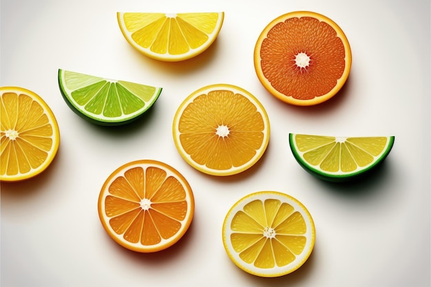 Slices of lime on white laid out next to each other