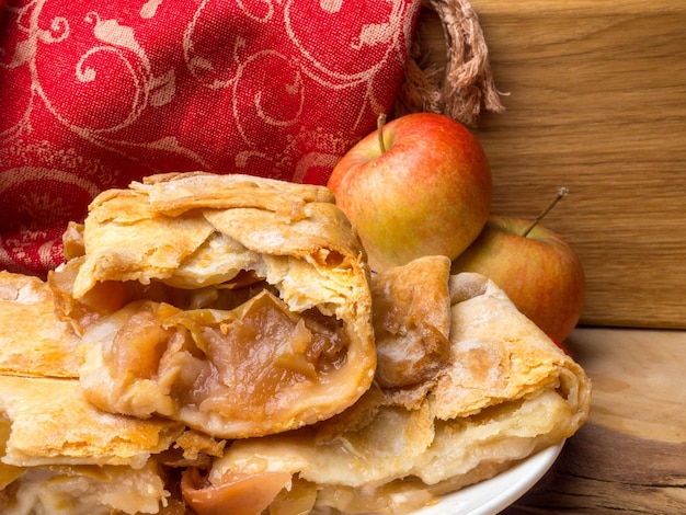 Slices of mouth watering rustic apple pie