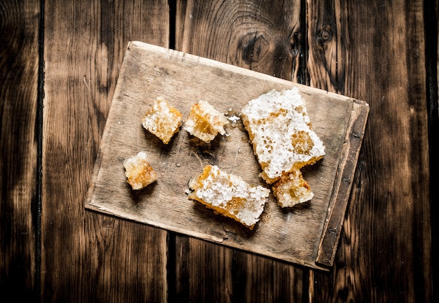 Slices of natural honey in the comb