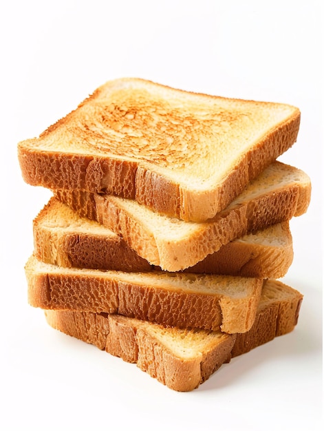 Slices of new toast bread separated on a blank background